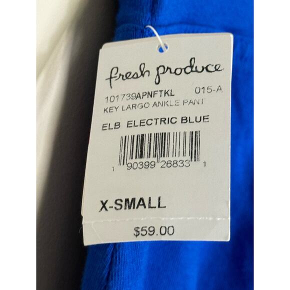 NWT Fresh Produce Key Largo Ankle Pants Women's XS  Blue Pull On Cotton USA - Picture 7 of 8
